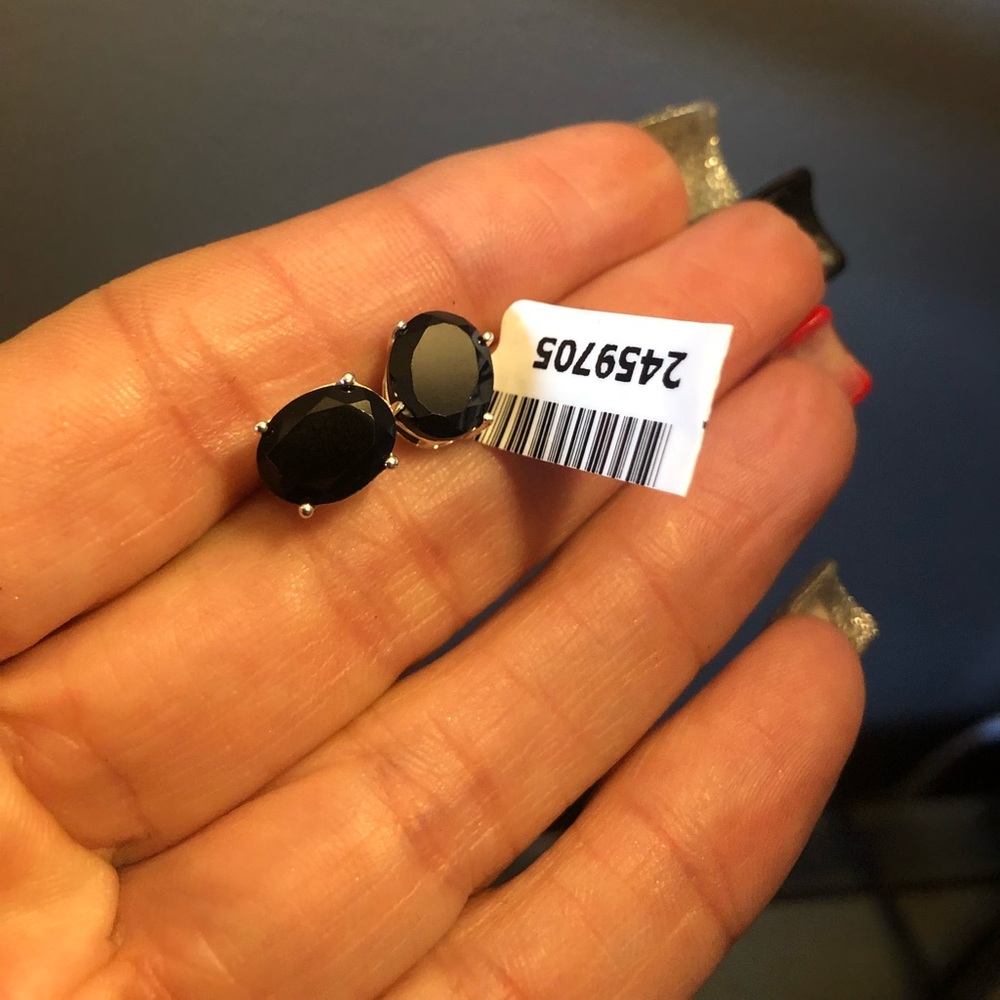 Black Spinel Stud Earrings